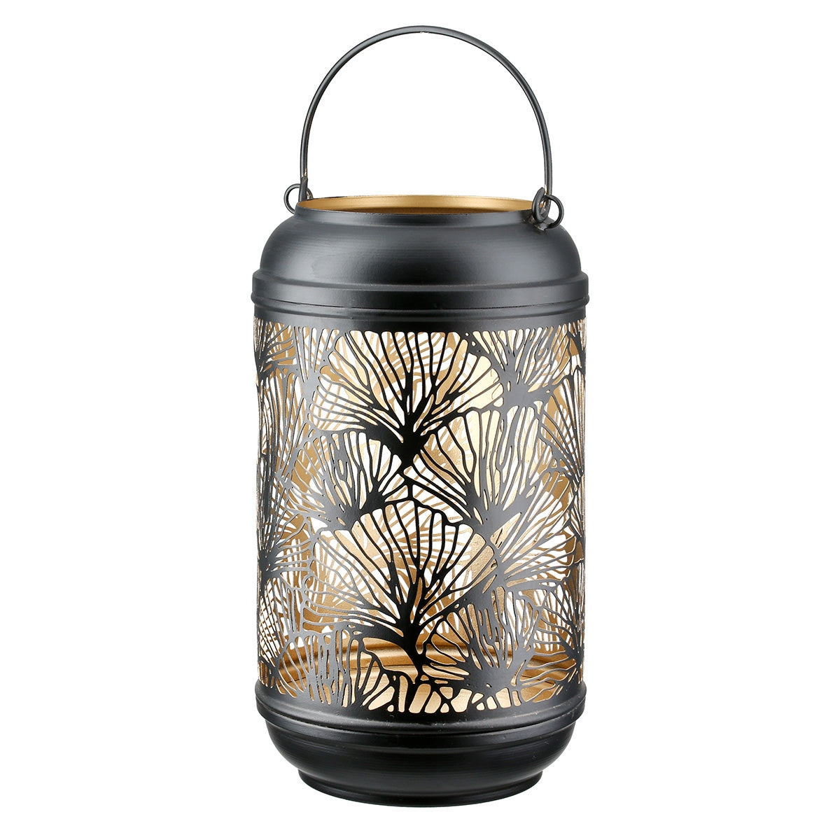Φανάρι Καταιγίδας "Ginkgo" Μέταλλο Μαύρο Χρυσό PU 4 H. 26 cm D. 15 cm - Hippiehome.gr