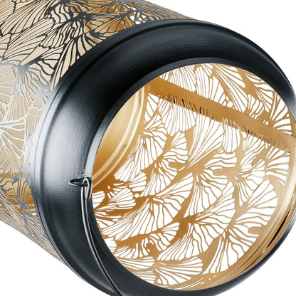 Φανάρι Καταιγίδας "Ginkgo" Μέταλλο Μαύρο Χρυσό PU 4 H. 26 cm D. 15 cm - Hippiehome.gr