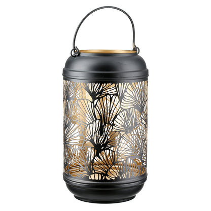 Φανάρι Καταιγίδας "Ginkgo" Μέταλλο Μαύρο Χρυσό PU 4 H. 26 cm D. 15 cm - Hippiehome.gr