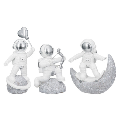 Figure Astronaut Poly White Silver Ποικιλία 3 φορές 11X5X12Cm 11X5X12Cm - Hippiehome.gr