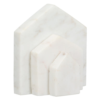 Βιβλιοθήκη Σπίτι Μαρμάρινο Μπεζ Λευκό 11X5X12Cm 11X5X12Cm - Hippiehome.gr