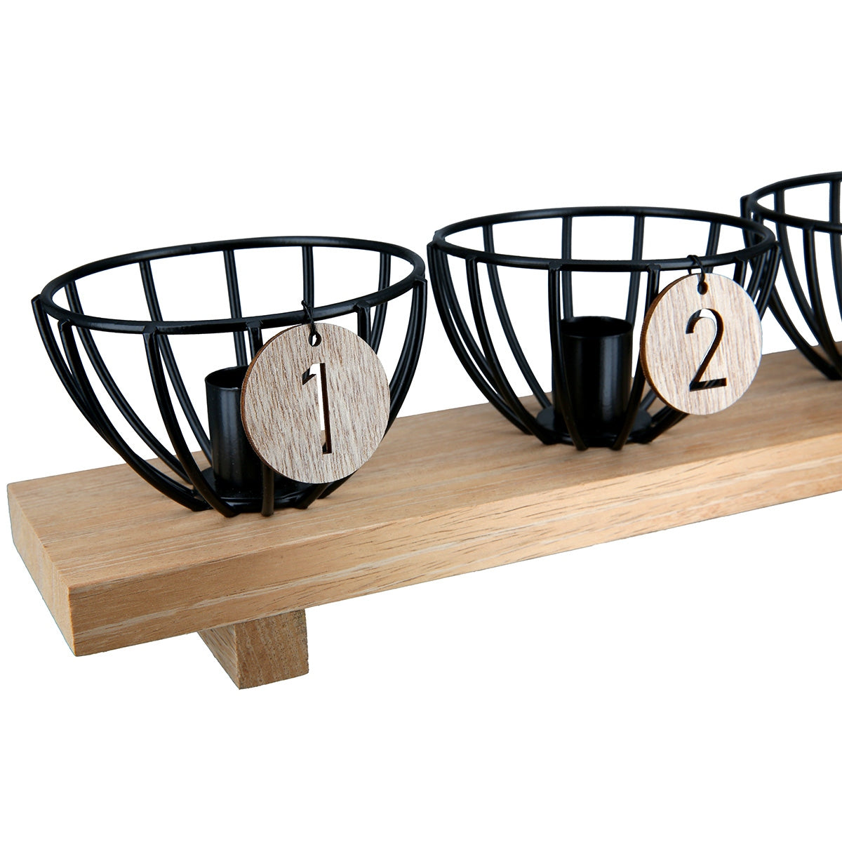 Κηροπήγιο Ορθογώνιο Μεταλλικό Ξύλο Μαύρο Εκρού 455X10X10Cm 455X10X10Cm - Hippiehome.gr