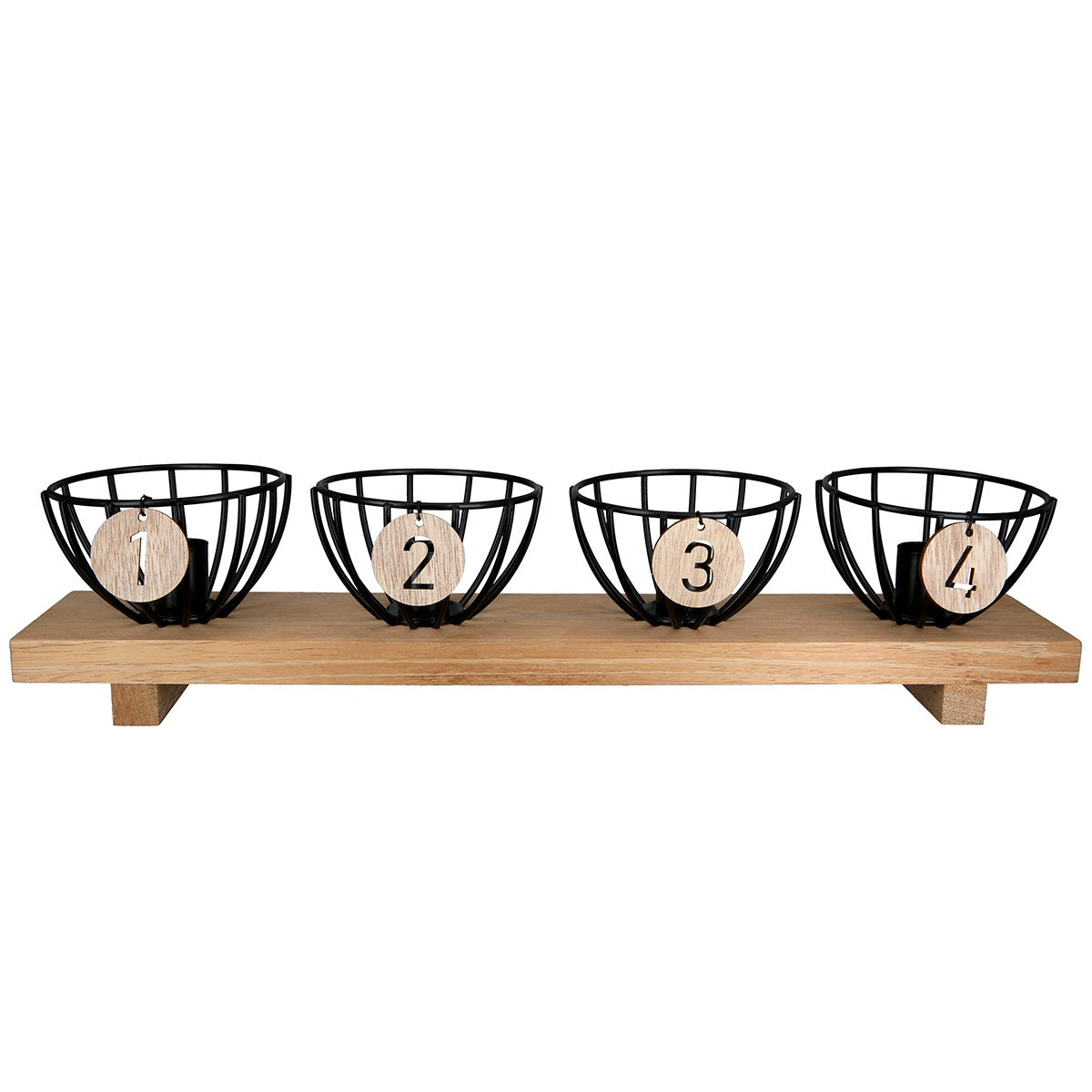 Κηροπήγιο Ορθογώνιο Μεταλλικό Ξύλο Μαύρο Εκρού 455X10X10Cm 455X10X10Cm - Hippiehome.gr