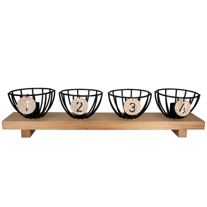 Κηροπήγιο Ορθογώνιο Μεταλλικό Ξύλο Μαύρο Εκρού 455X10X10Cm 455X10X10Cm - Hippiehome.gr