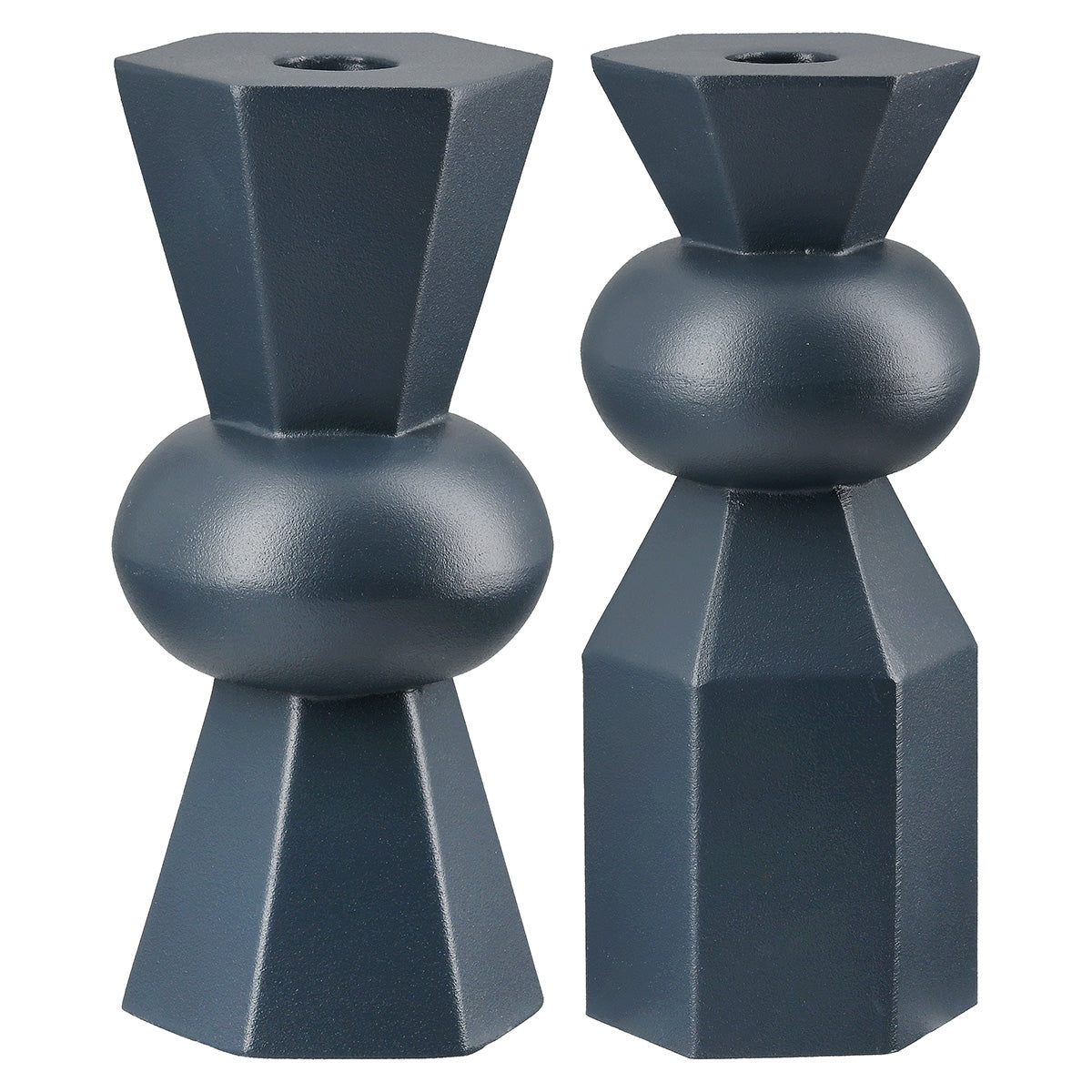 Κηροπήγιο "Metallo" Μεταλλικό Σκούρο Μπλε 2 Τμ. Ποικιλία 7X7X19Cm 7X7X19Cm - Hippiehome.gr