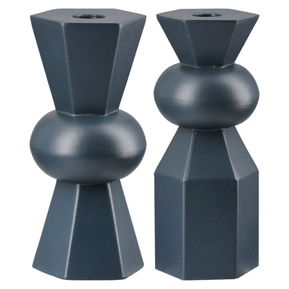 Κηροπήγιο "Metallo" Μεταλλικό Σκούρο Μπλε 2 Τμ. Ποικιλία 7X7X19Cm 7X7X19Cm - Hippiehome.gr