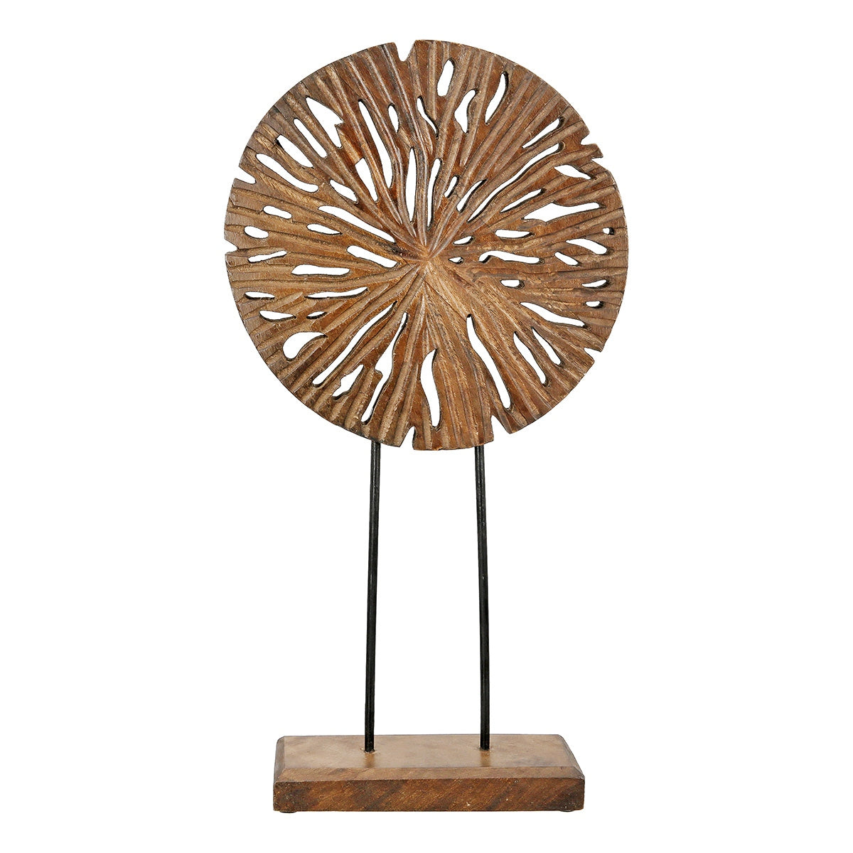 Stand Relief Round "Disk" Mango Ξύλο Μαύρο Brown PU 24x8x47cm - Hippiehome.gr