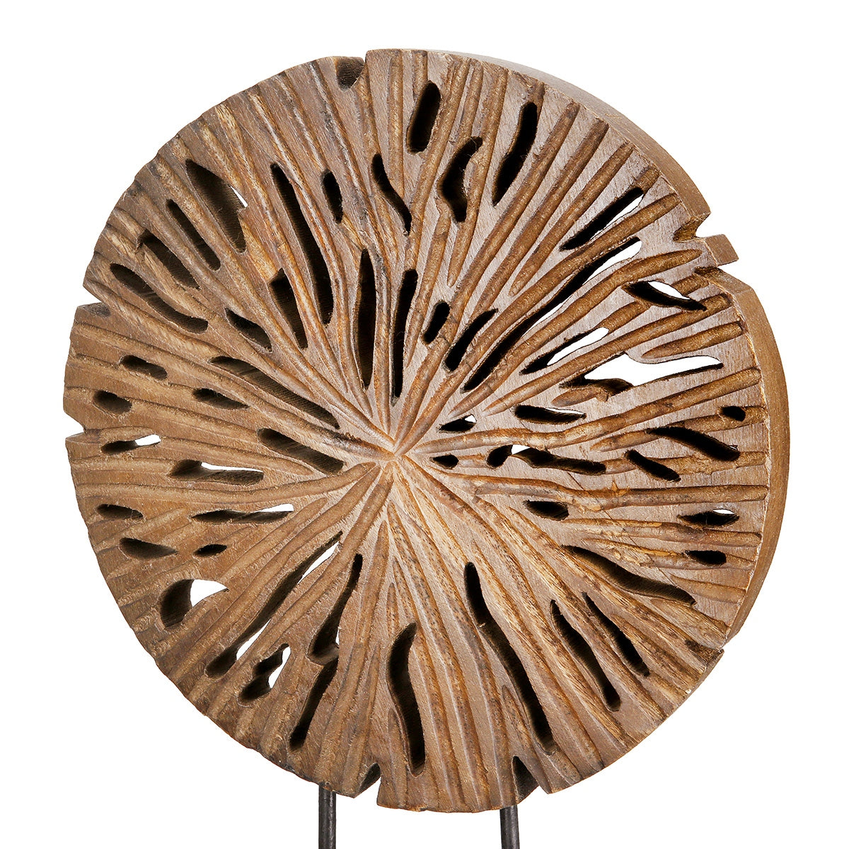 Stand Relief Round "Disk" Mango Ξύλο Μαύρο Brown PU 24x8x47cm - Hippiehome.gr