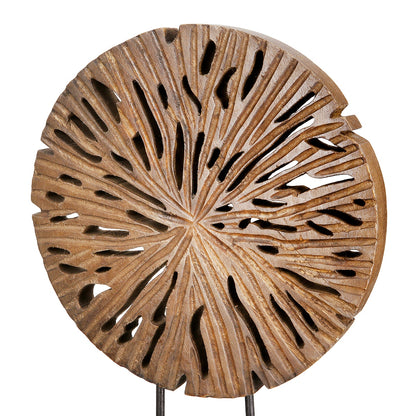 Stand Relief Round "Disk" Mango Ξύλο Μαύρο Brown PU 24x8x47cm - Hippiehome.gr