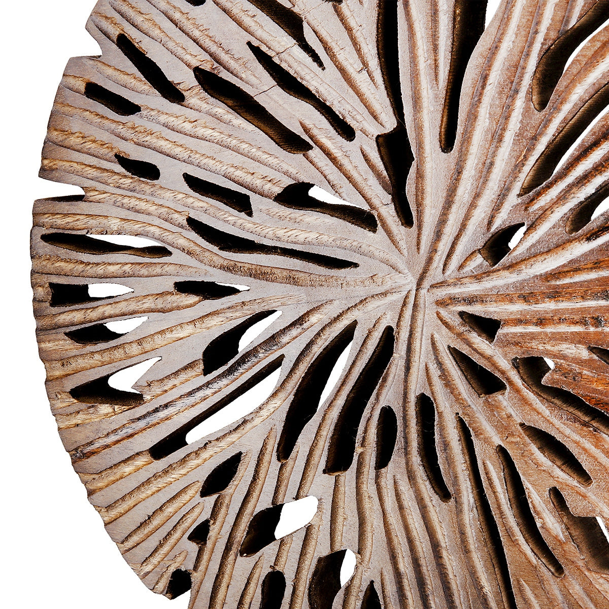 Stand Relief Round "Disk" Mango Ξύλο Μαύρο Brown PU 24x8x47cm - Hippiehome.gr