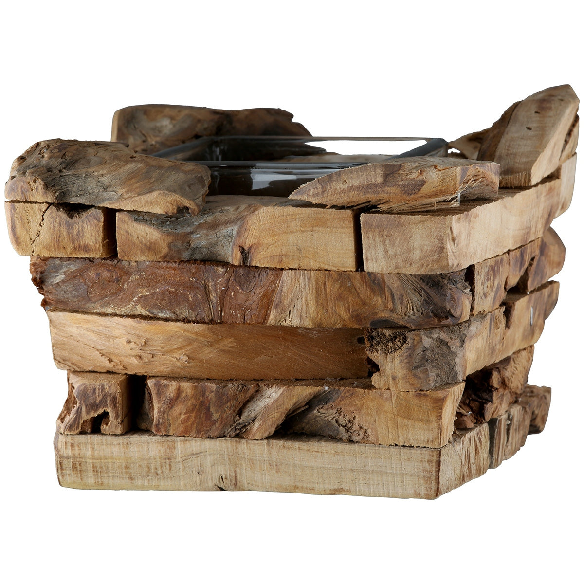 Φανάρι Καταιγίδας "Dhaka" Ξύλο Ecru PU 4 14x14x10cm - Hippiehome.gr