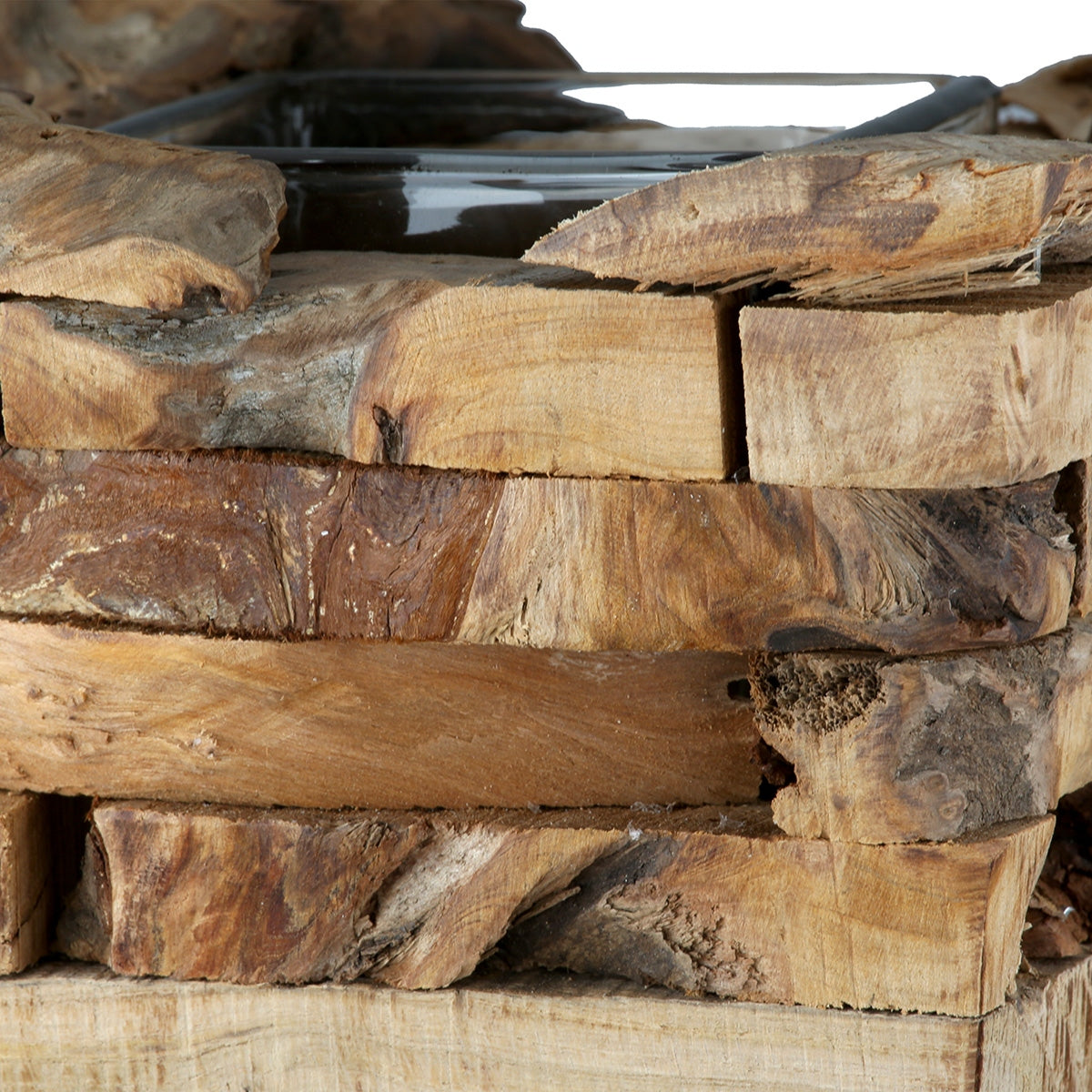 Φανάρι Καταιγίδας "Dhaka" Ξύλο Ecru PU 4 14x14x10cm - Hippiehome.gr