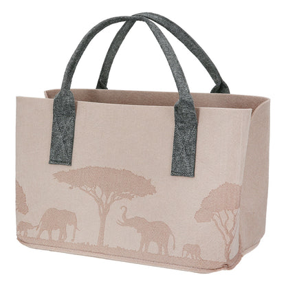 Τσάντα Ορθογώνια Μοτίφ Ελέφαντα Felt Μπεζ Ανοιχτό Γκρι 2 Ποικιλία 40X25X26Cm 40X25X26Cm - Hippiehome.gr