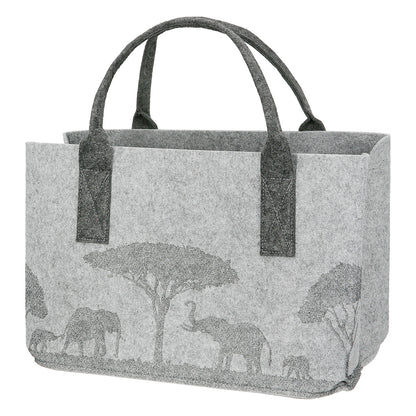 Τσάντα Ορθογώνια Μοτίφ Ελέφαντα Felt Μπεζ Ανοιχτό Γκρι 2 Ποικιλία 40X25X26Cm 40X25X26Cm - Hippiehome.gr