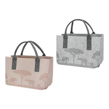 Τσάντα Ορθογώνια Μοτίφ Ελέφαντα Felt Μπεζ Ανοιχτό Γκρι 2 Ποικιλία 40X25X26Cm 40X25X26Cm - Hippiehome.gr