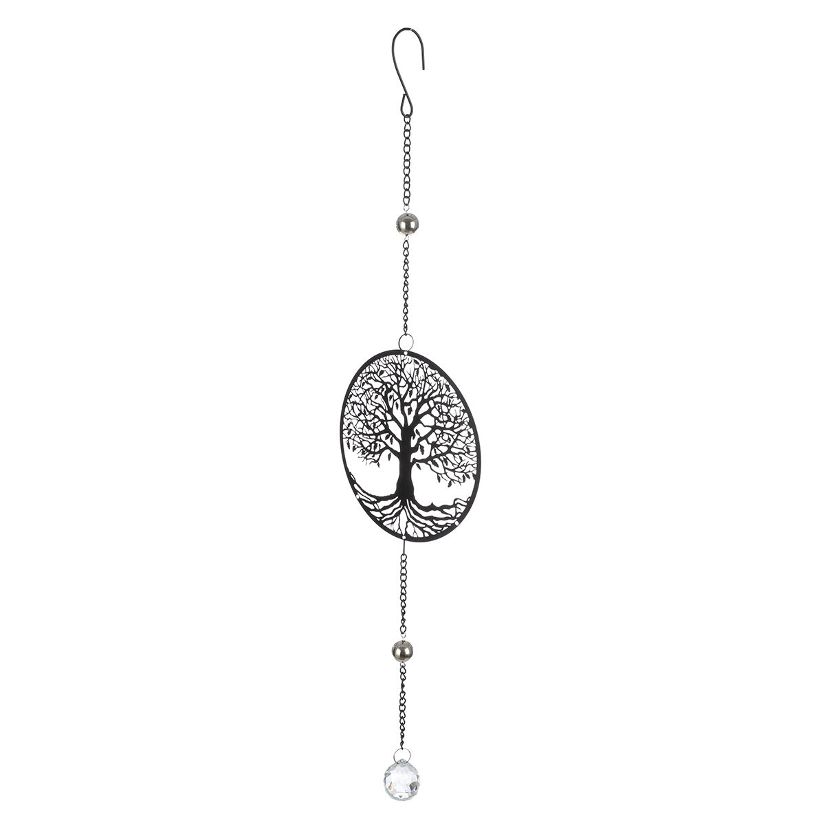 Κρεμάστρα Round Tree Of Life Motif Metal Black 15X3X58Cm 15X3X58Cm - Hippiehome.gr