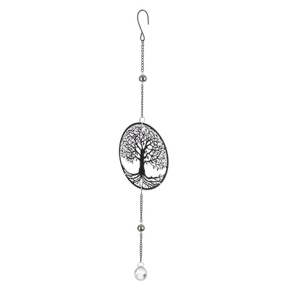 Κρεμάστρα Round Tree Of Life Motif Metal Black 15X3X58Cm 15X3X58Cm - Hippiehome.gr