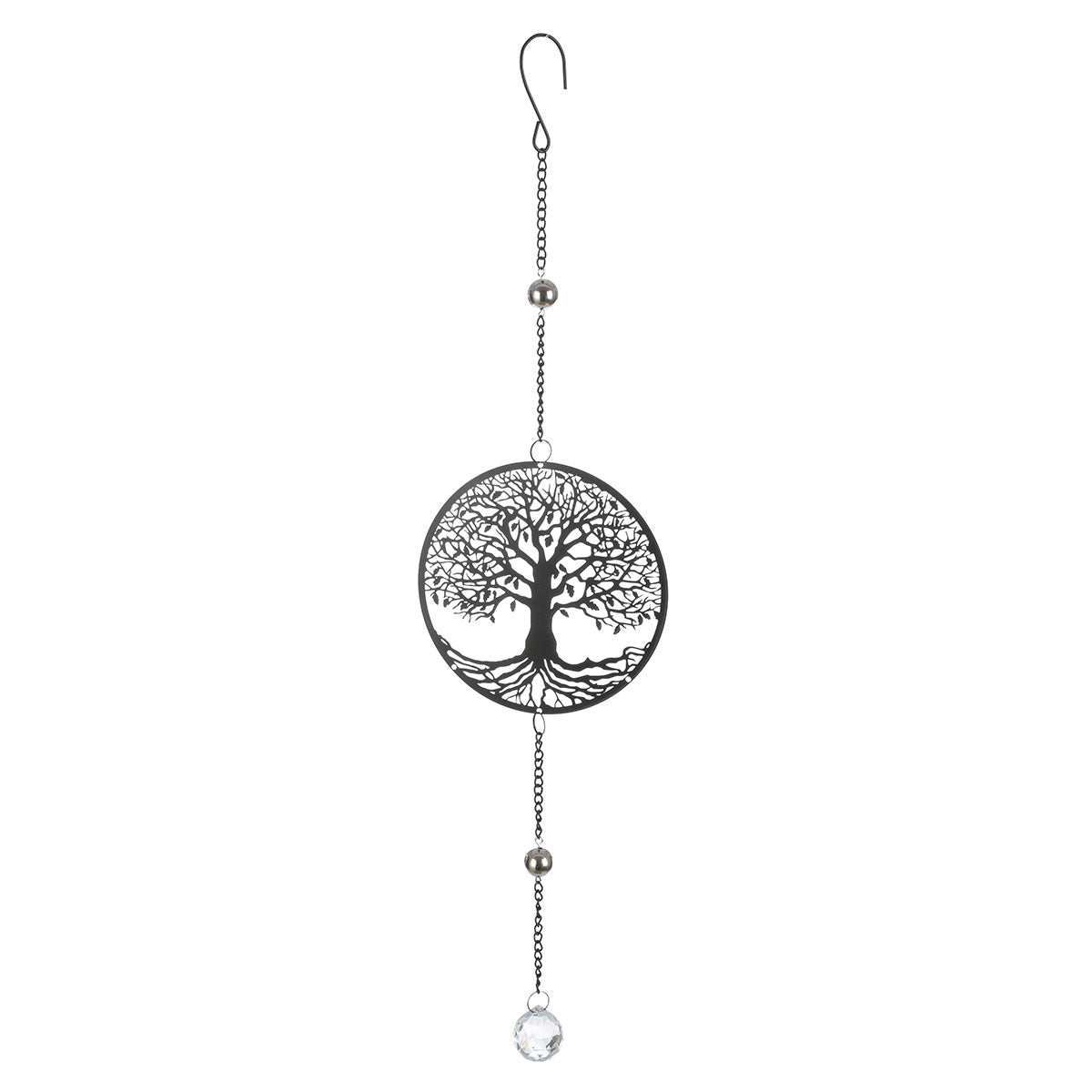 Κρεμάστρα Round Tree Of Life Motif Metal Black 15X3X58Cm 15X3X58Cm - Hippiehome.gr