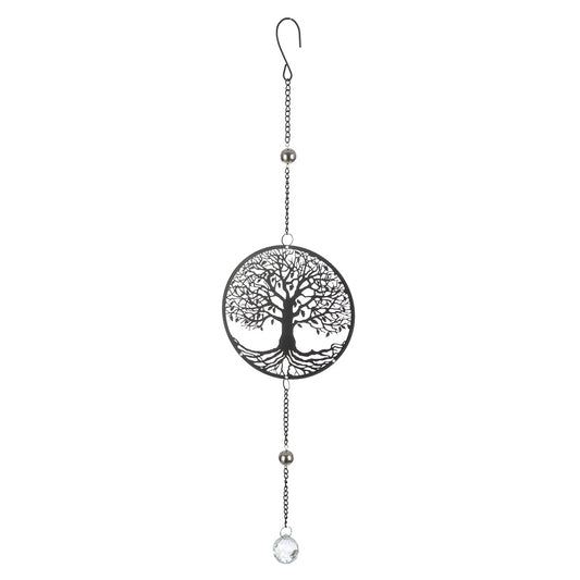 Κρεμάστρα Round Tree Of Life Motif Metal Black 15X3X58Cm 15X3X58Cm - Hippiehome.gr