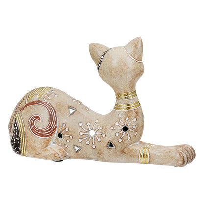 Figure Cat Synthetic Resin Ανοιχτό καφέ 21X8X12Cm 21X8X12Cm - Hippiehome.gr