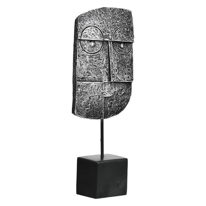 Γλυπτική Μοτίβο Προσώπου Συνθετική Ρητίνη Ασημί Χρώμα 2 Ποικιλία 10X5X24Cm 10X5X24Cm - Hippiehome.gr