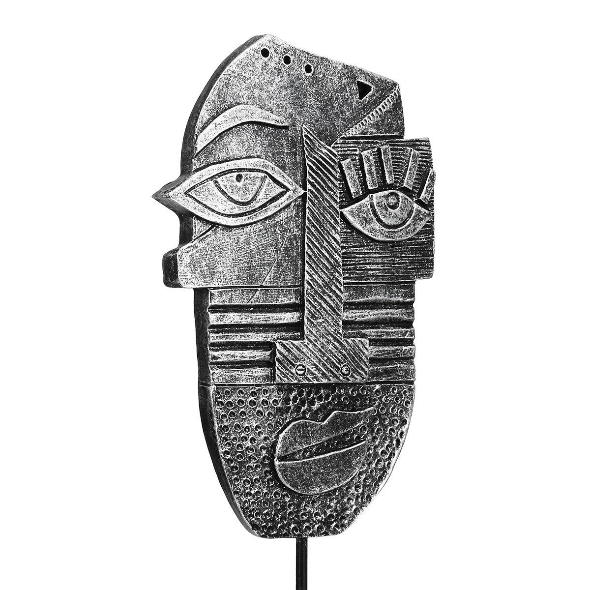 Γλυπτική Μοτίβο Προσώπου Συνθετική Ρητίνη Ασημί Χρώμα 2 Ποικιλία 10X5X24Cm 10X5X24Cm - Hippiehome.gr