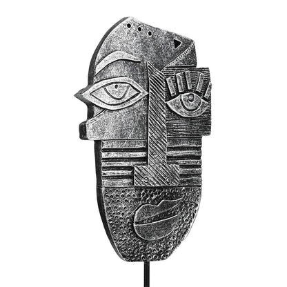 Γλυπτική Μοτίβο Προσώπου Συνθετική Ρητίνη Ασημί Χρώμα 2 Ποικιλία 10X5X24Cm 10X5X24Cm - Hippiehome.gr