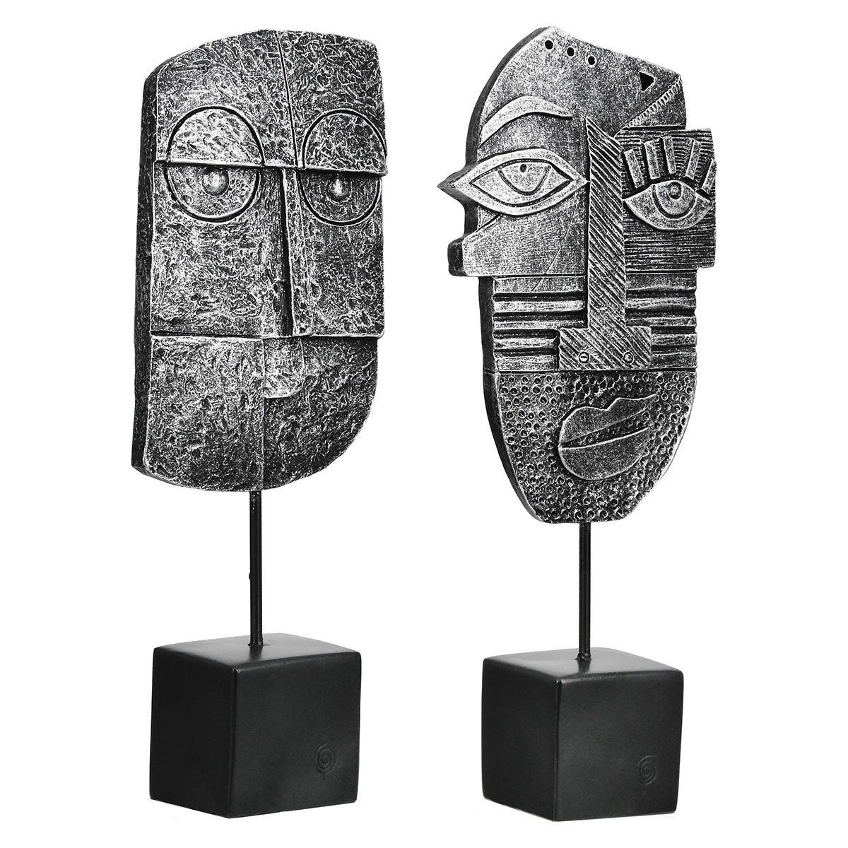 Γλυπτική Μοτίβο Προσώπου Συνθετική Ρητίνη Ασημί Χρώμα 2 Ποικιλία 10X5X24Cm 10X5X24Cm - Hippiehome.gr
