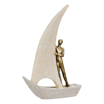 Figure Boat Man Motif Συνθετική Ρητίνη Χρυσό Χρώμα Ασημί Χρώμα 2 Ποικιλία 20X6X29Cm 20X6X29Cm - Hippiehome.gr