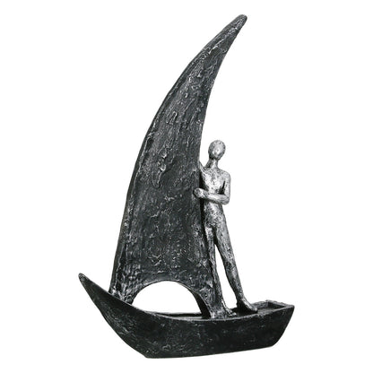 Figure Boat Man Motif Συνθετική Ρητίνη Χρυσό Χρώμα Ασημί Χρώμα 2 Ποικιλία 20X6X29Cm 20X6X29Cm - Hippiehome.gr