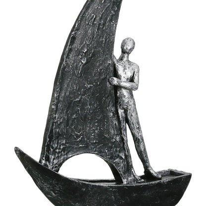 Figure Boat Man Motif Συνθετική Ρητίνη Χρυσό Χρώμα Ασημί Χρώμα 2 Ποικιλία 20X6X29Cm 20X6X29Cm - Hippiehome.gr