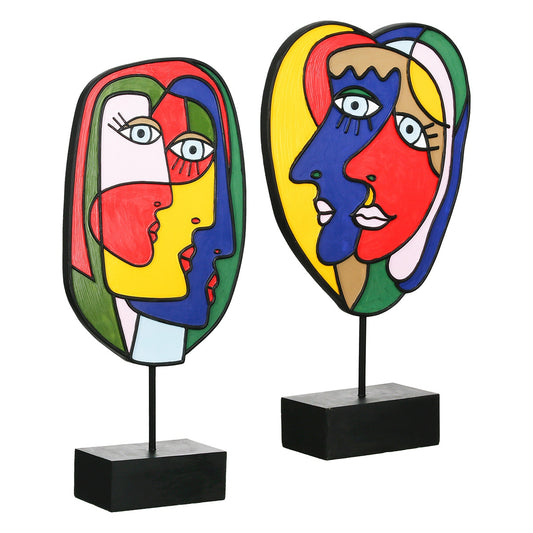 Sculpture Face Motif Συνθετική Ρητίνη Πολύχρωμη 2 Ποικιλία 20X7X35Cm 20X7X35Cm - Hippiehome.gr
