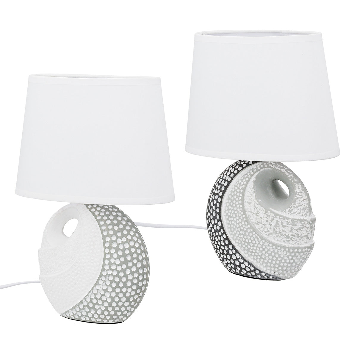 Επιτραπέζιο φωτιστικό Στρογγυλό Κεραμικό Γκρι Λευκό 2 Ποικιλία 20X12X29Cm 20X12X29Cm - Hippiehome.gr