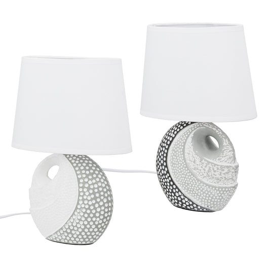 Επιτραπέζιο φωτιστικό Στρογγυλό Κεραμικό Γκρι Λευκό 2 Ποικιλία 20X12X29Cm 20X12X29Cm - Hippiehome.gr