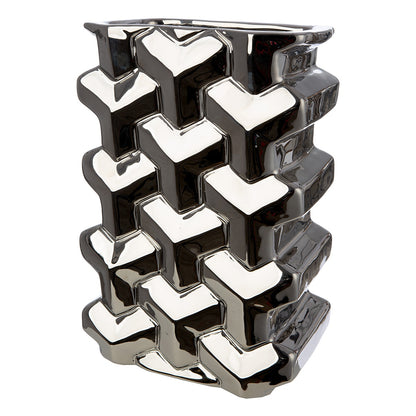 Βάζο Ορθογώνιο Κεραμικό Ασημί χρώμα 15X10X22Cm 15X10X22Cm - Hippiehome.gr