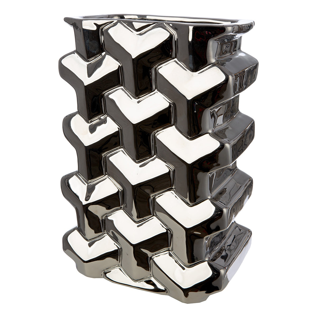 Βάζο Ορθογώνιο Κεραμικό Ασημί χρώμα 15X10X22Cm 15X10X22Cm - Hippiehome.gr