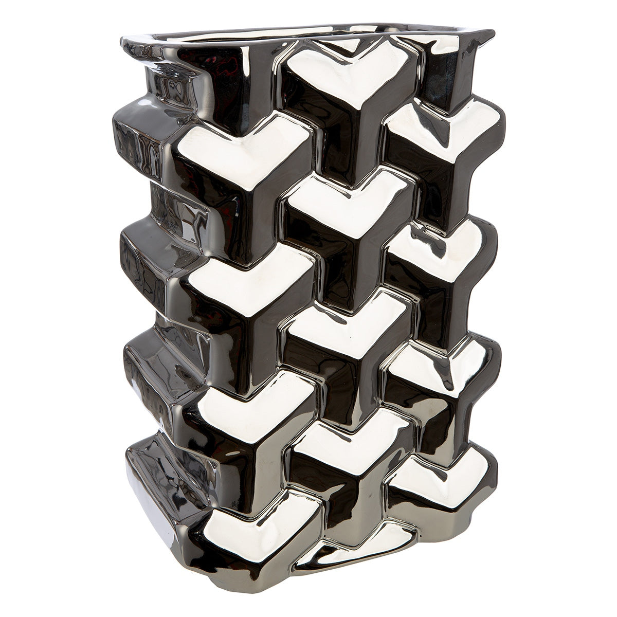 Βάζο Ορθογώνιο Κεραμικό Ασημί χρώμα 15X10X22Cm 15X10X22Cm - Hippiehome.gr