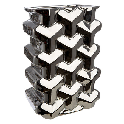 Βάζο Ορθογώνιο Κεραμικό Ασημί χρώμα 15X10X22Cm 15X10X22Cm - Hippiehome.gr