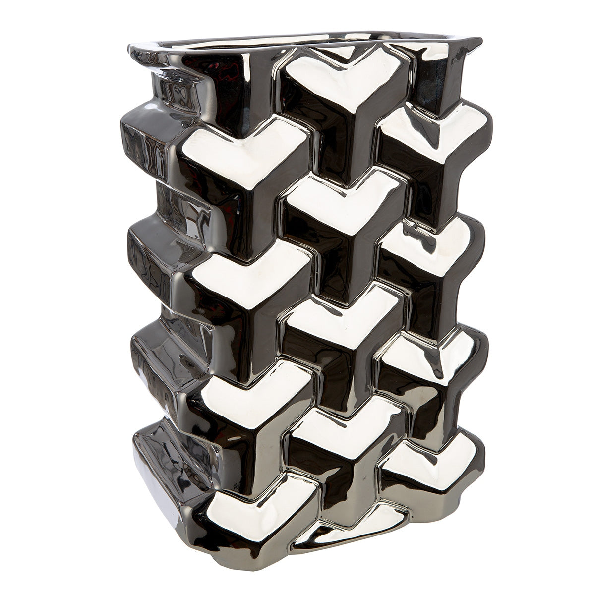 Βάζο Διακοσμητικό Αντικείμενο Ορθογώνιο Κεραμικό Ασημί Χρώμα 20X13X30Cm 20X13X30Cm - Hippiehome.gr