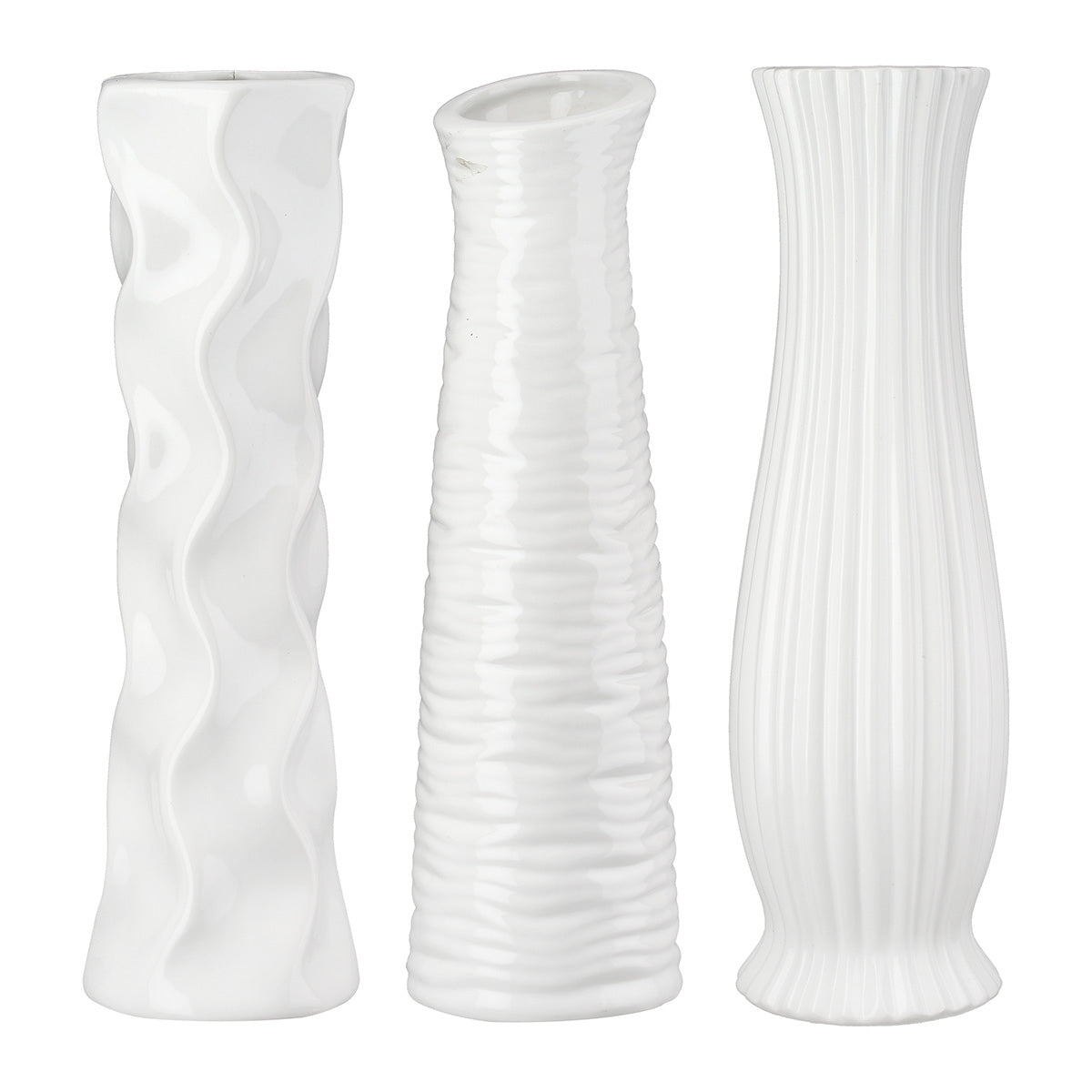 Βάζο Κεραμικό Λευκό Ποικιλία 3 φορές D9X34Cm D9X34Cm - Hippiehome.gr