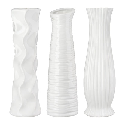Βάζο Κεραμικό Λευκό Ποικιλία 3 φορές D9X34Cm D9X34Cm - Hippiehome.gr