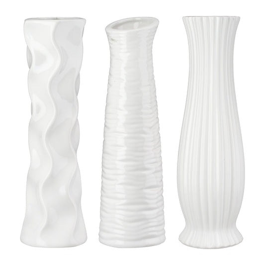 Βάζο Κεραμικό Λευκό Ποικιλία 3 φορές D9X34Cm D9X34Cm - Hippiehome.gr