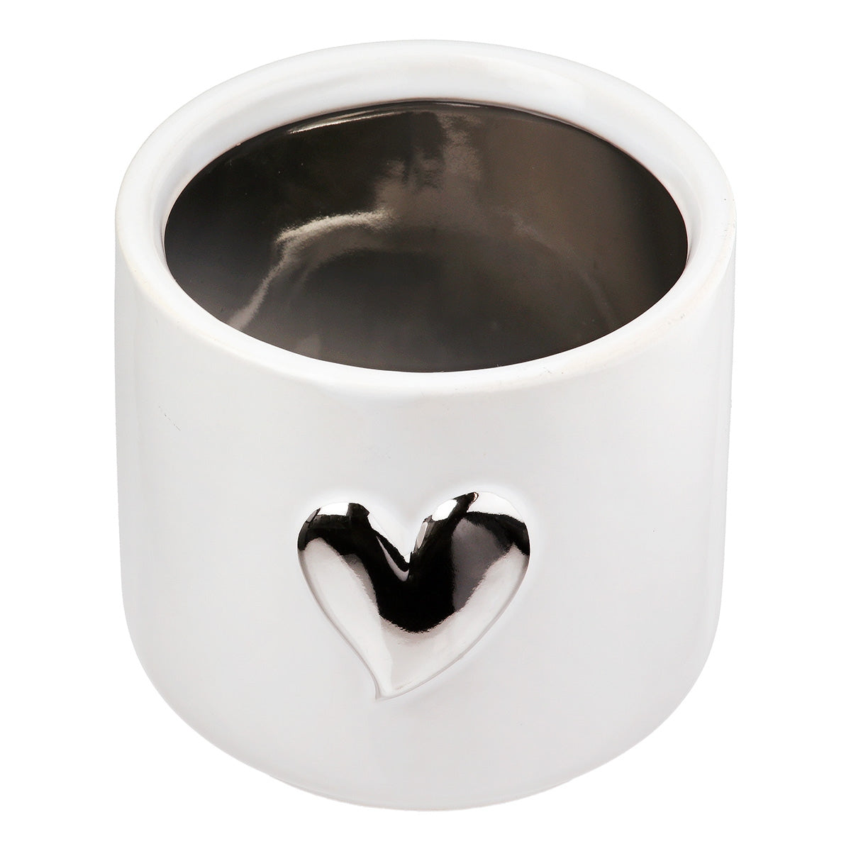 Planter Heart Motif Κεραμικό Λευκό D8X9Cm D8X9Cm - Hippiehome.gr