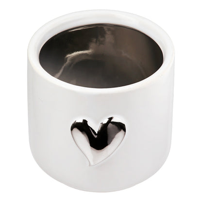 Planter Heart Motif Κεραμικό Λευκό D8X9Cm D8X9Cm - Hippiehome.gr