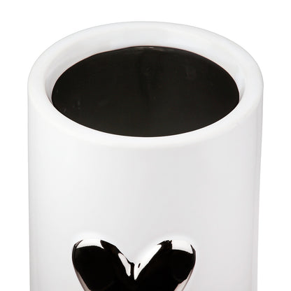 Βάζο Καρδιά Μοτίφ Κεραμικό Λευκό D9X16Cm D9X16Cm - Hippiehome.gr