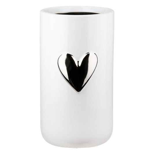 Βάζο Καρδιά Μοτίφ Κεραμικό Λευκό D9X16Cm D9X16Cm - Hippiehome.gr