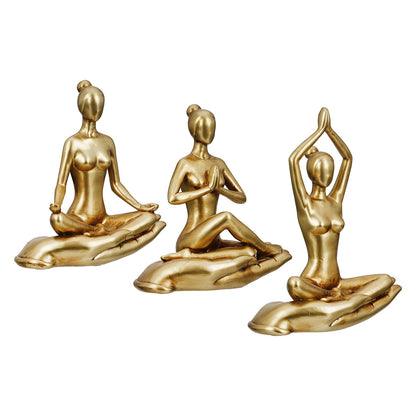 Figure Yoga Motif Συνθετική Ρητίνη Χρυσού Χρυσού Ποικιλία 3 φορές 16X8X21Cm 16X8X21Cm - Hippiehome.gr