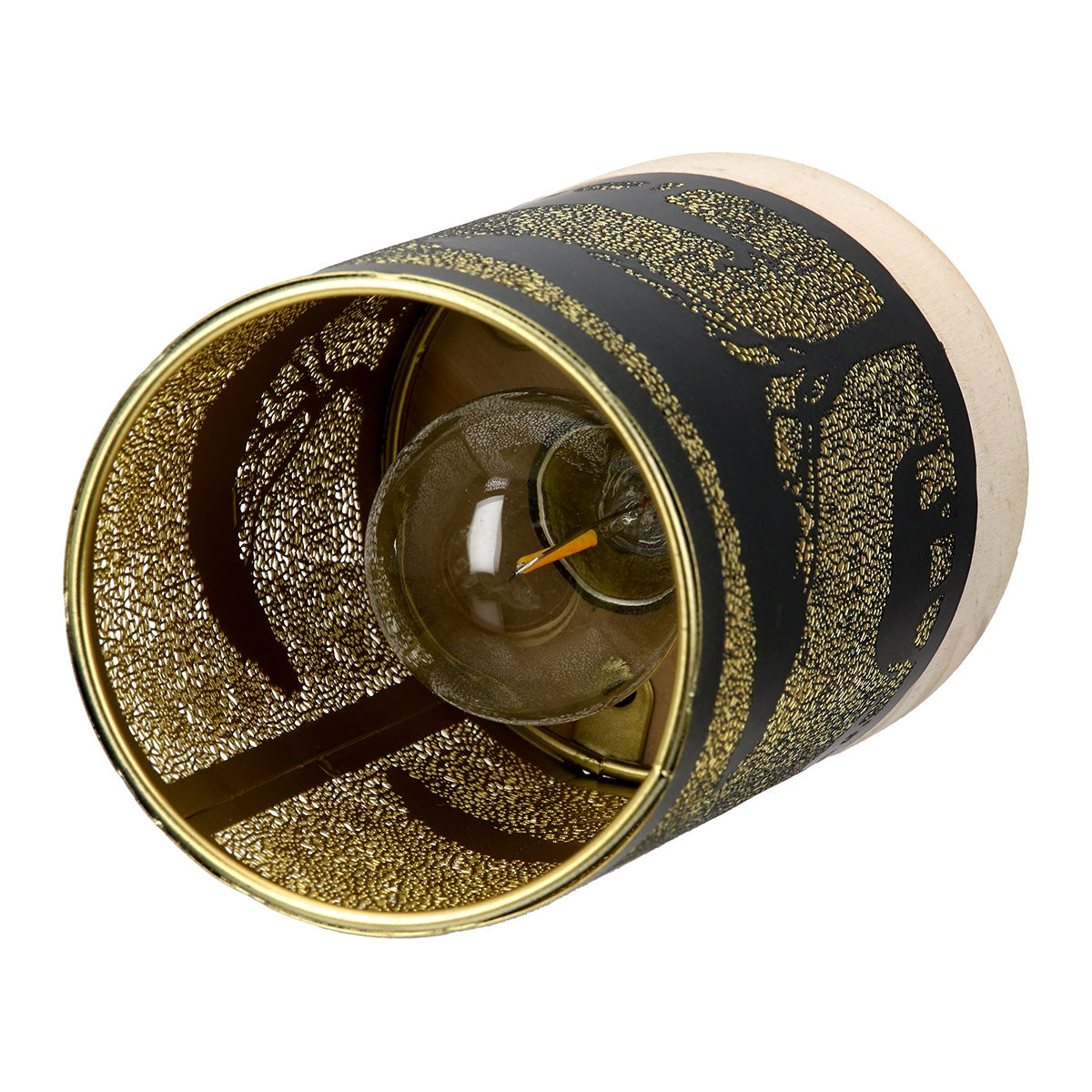 Φανάρι (Led) Κυλινδρικό Μοτίβο Ελέφαντα Μεταλλικό Μαύρο D9X15Cm D9X15Cm - Hippiehome.gr