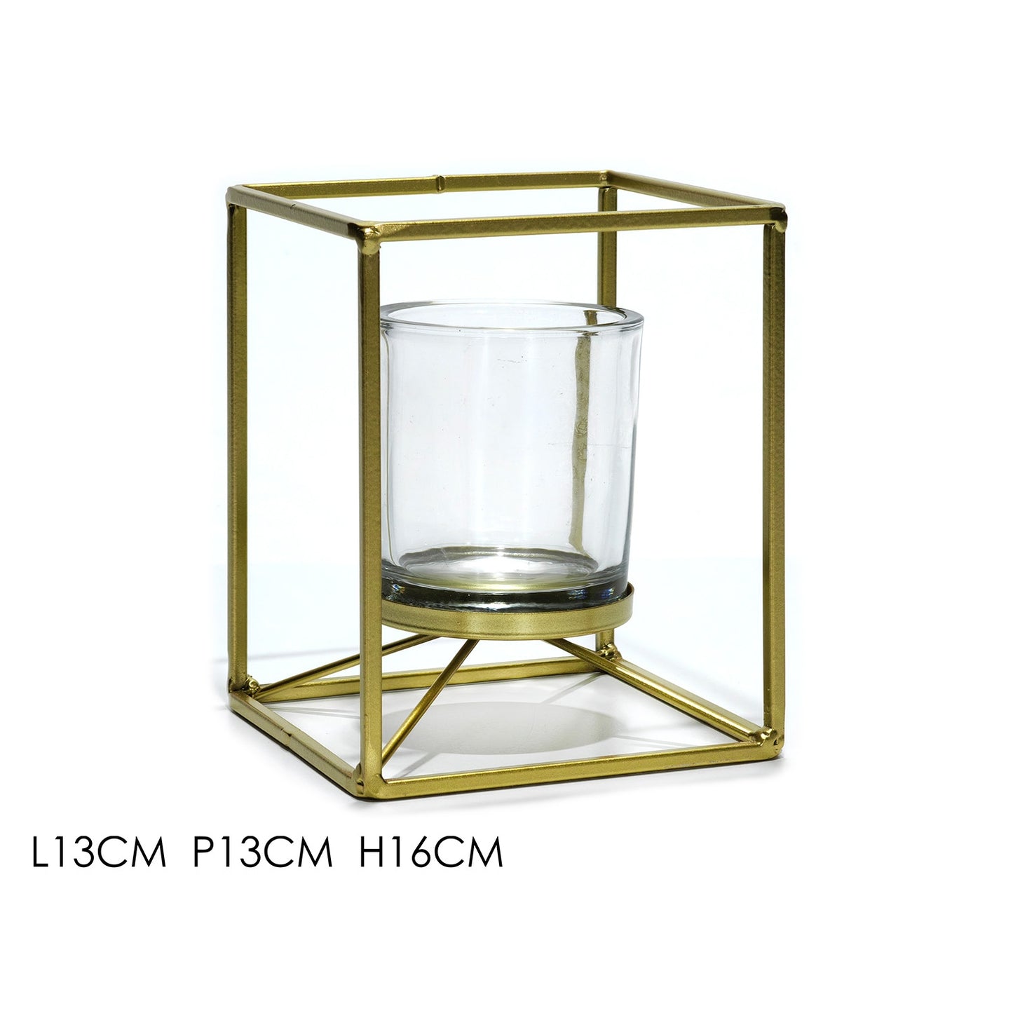 Κηροπήγιο Χρυσό Μέταλλο/Γυαλί 13x16cm - Hippiehome.gr