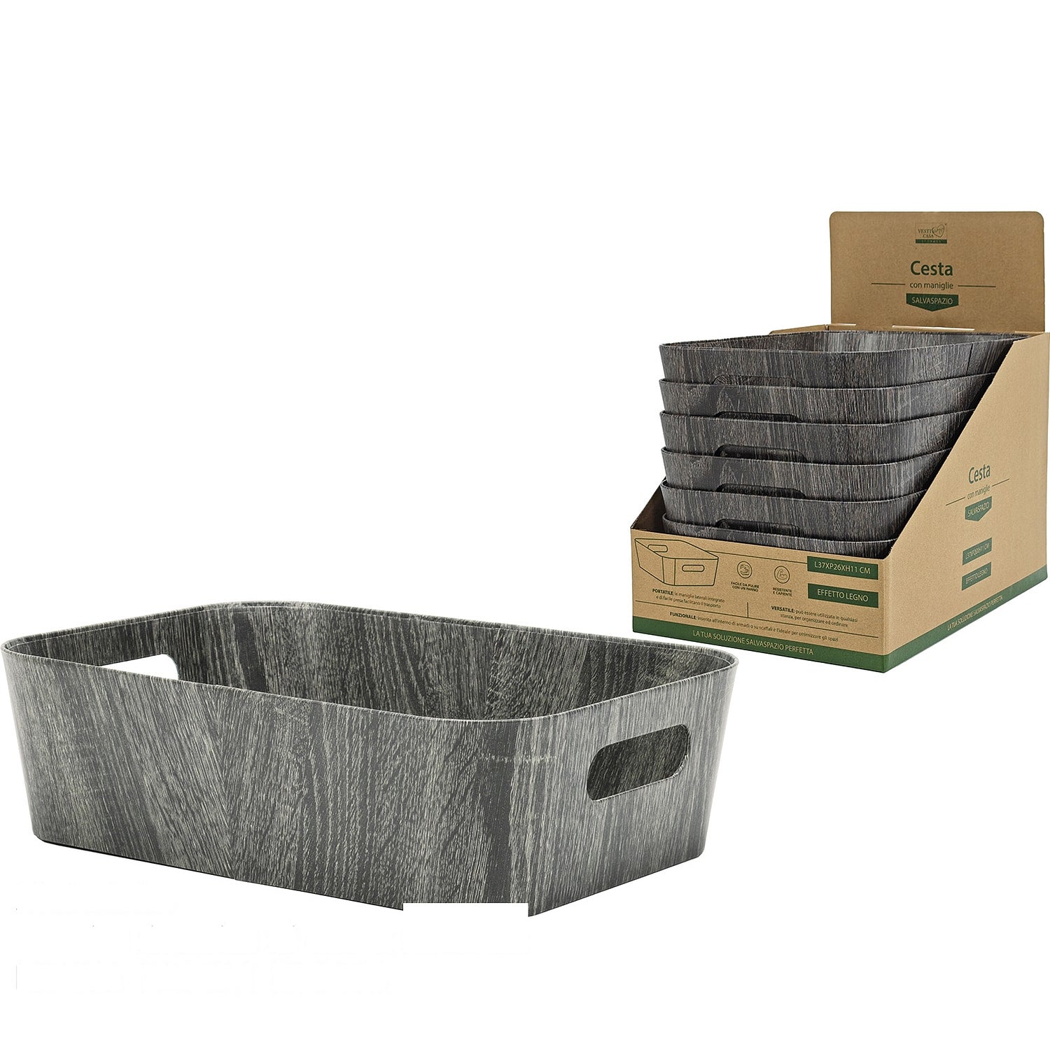 Καλάθι Γκρι Πλαστικό/Χαρτί 37x26x11cm Σε 6 Χρώματα - Hippiehome.gr